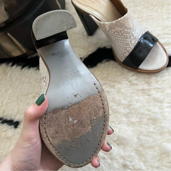 Rag & Bone Snake Embossed Leather Peep-Toe Heels - Picture 6 of 8